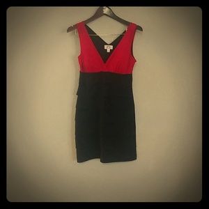 Fitted red and black dress